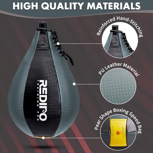 Grey Boxing Speed Bag - PU Leather Reflex Punching Ball for MMA & Training