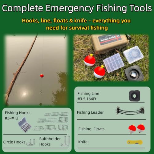 Mini Survival Fishing Kit with Waterproof Tackle Box - Desert Sand