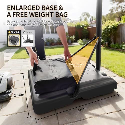 FirstAsk Black 44-Inch Portable Adjustable Basketball Hoop with 10FT Height & Large Backboard