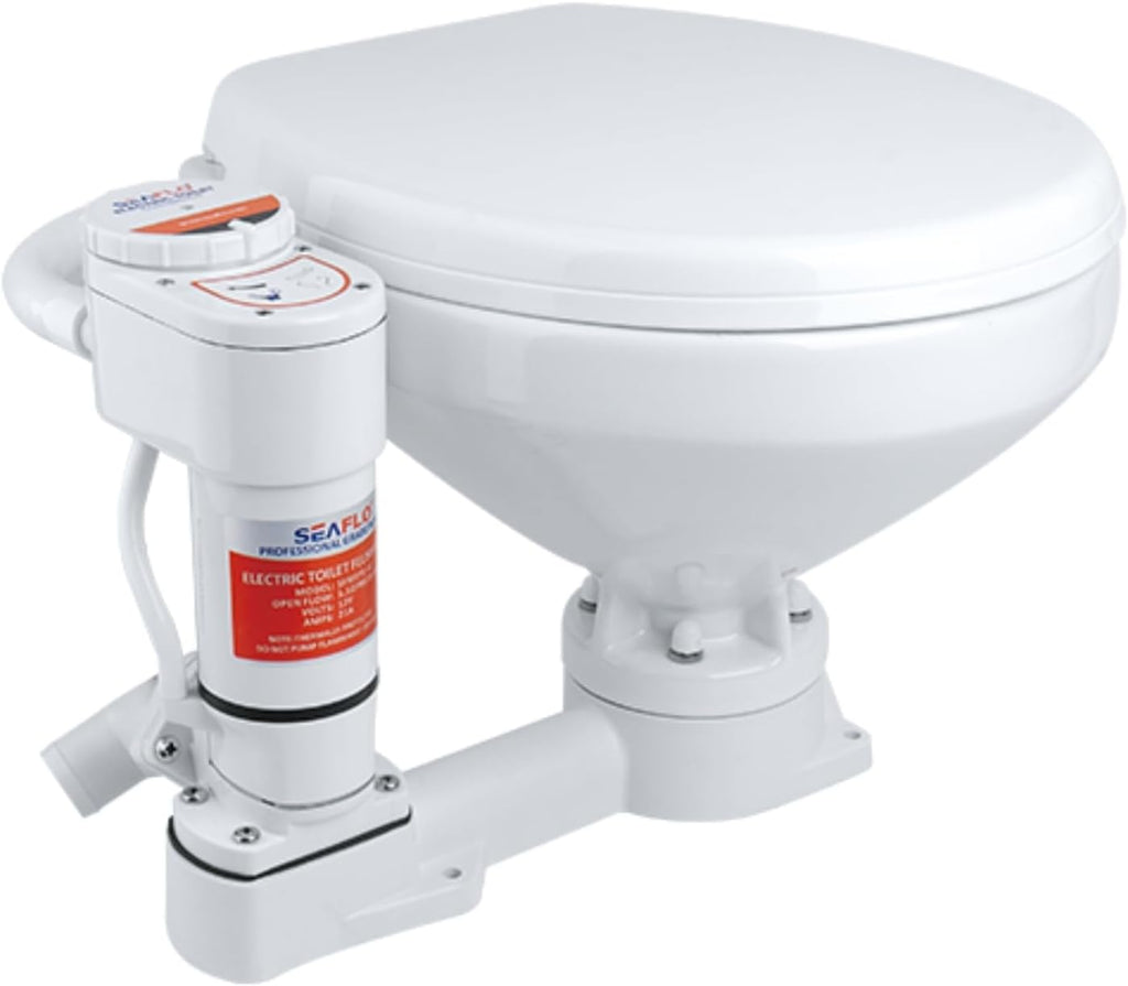 SEAFLO 12V Electric Marine Toilet Conversion Kit - Self-Priming Macerator Flush, Fits Compact & Regular Heads | 4-Year Warranty