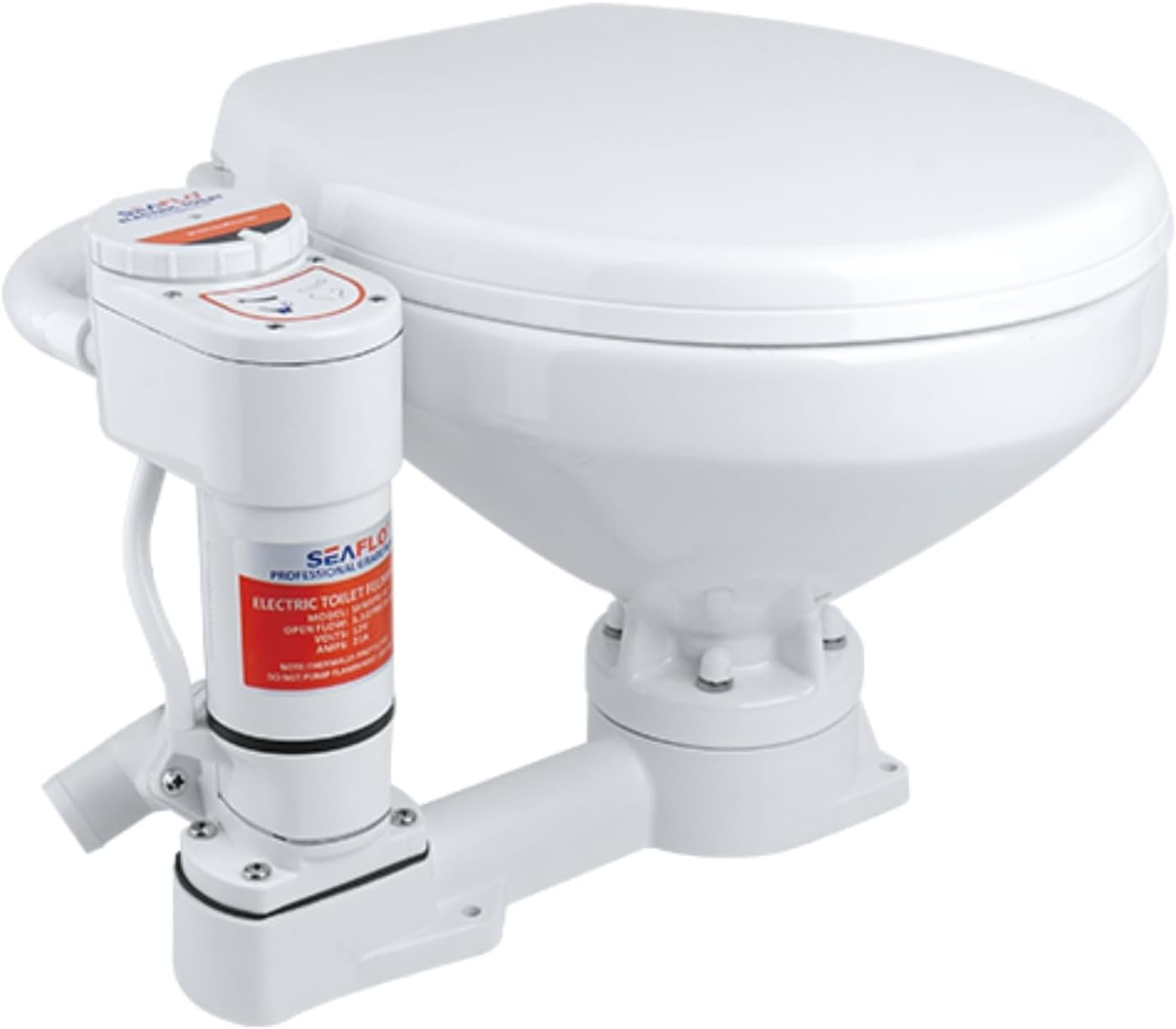 SEAFLO 12V Electric Marine Toilet Conversion Kit - Self-Priming Macerator Flush, Fits Compact & Regular Heads | 4-Year Warranty