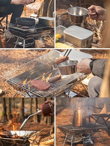 Large Portable Fire Pit Grill 20 Inch Stainless Steel Camp Cooking BBQ MT-3 - Variation of THIS listing: Charcoal Grill