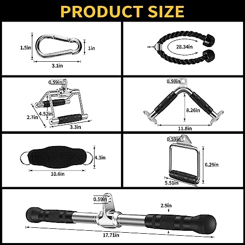WNOEY Cable Machine Attachments Set for Home Gym - Lat Pulldown & Tricep Ropes