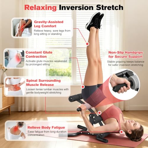 Mini Inversion Table with Rollers Black - Spinal Decompression & Back Stretching Equipment