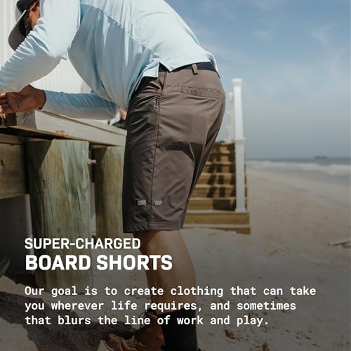 TRUEWERK Men's Cloud Shorts 10 Inch Inseam - Ultra-Lightweight Work Shorts, Large, Deep Grey