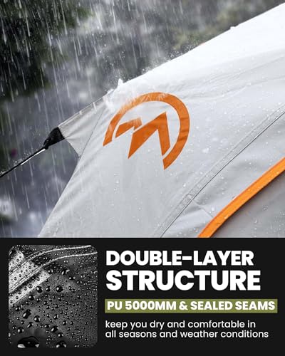 OutdoorMaster 2 Person Pop Up Camping Tent - White, 3-Season Waterproof Shelter