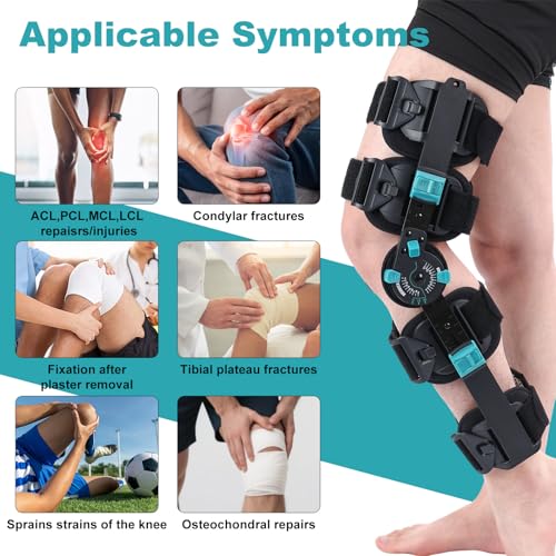Mathgetin Hinged Post-Op Knee Brace with Adjustable Range of Motion, Support for Arthritis and ACL Injuries