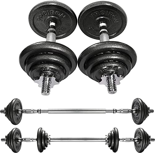 Black PROIRON Adjustable Dumbbell Set 20kg/30kg Cast Iron Weights Home Gym
