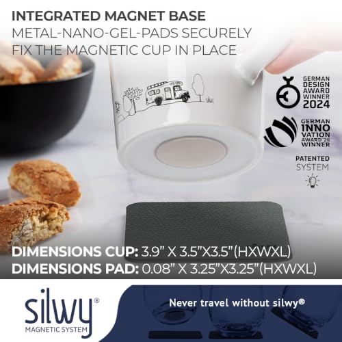Magnetic Porcelain Coffee Mugs Set of 2 for Camping RV Boat - Dishwasher Safe