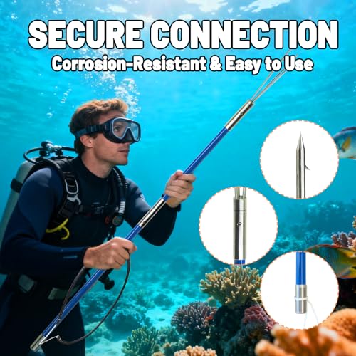 Hawaiian Sling Fishing Spear Set - Fiberglass Pole with 3 Tips, Fish Line Holder, Sharpening Files, Carry Bag – Variation SP-01