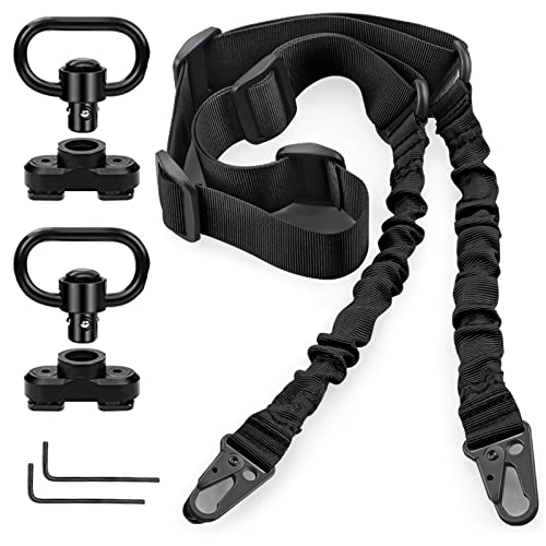 Black 1.25 Inch Metal Sling Mount Set for Two-Point Slings - Adjustable & Durable