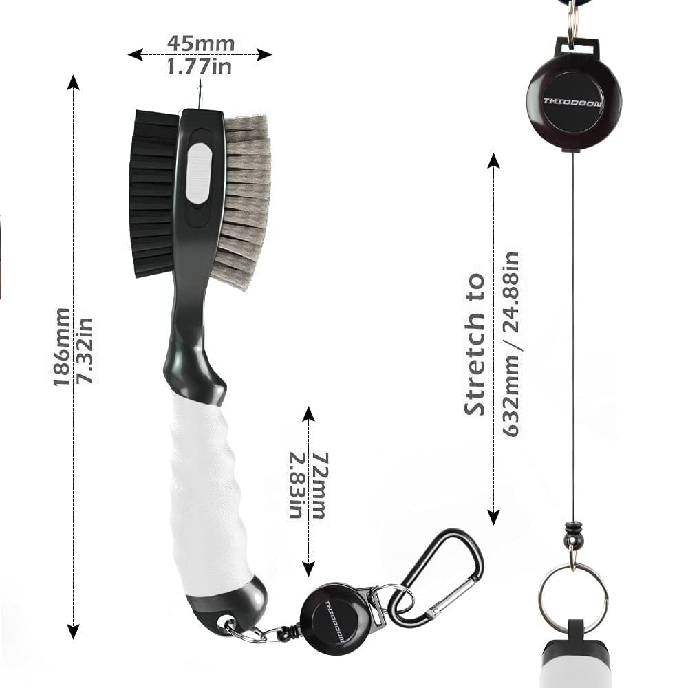 THIODOON 2 Pack Golf Club Brush and Groove Cleaner with Magnetic Keychain Golf Brush Oversized Head and Retractable Spike Golf Club Cleaner Golf Accessories for Men, Best Golf Gifts for Men