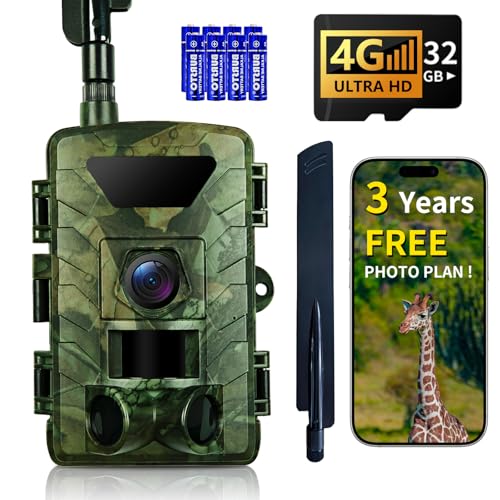 Cellular Trail Camera 4G LTE 1296P HD Video Night Vision Wildlife Security