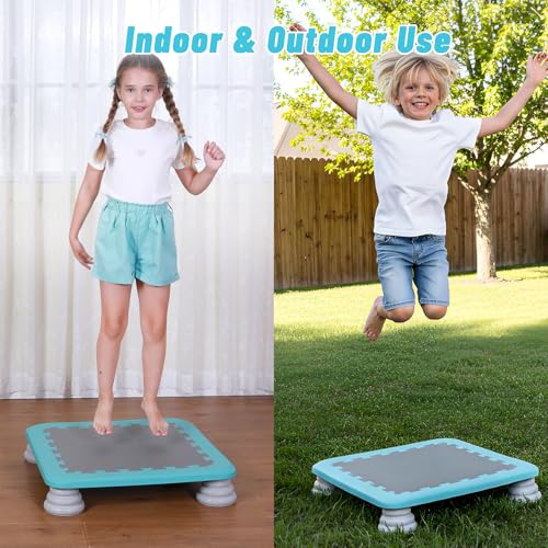 Kids Mini Trampoline 25 Inch Sensory Bouncing Board with Non-Slip Blue Base
