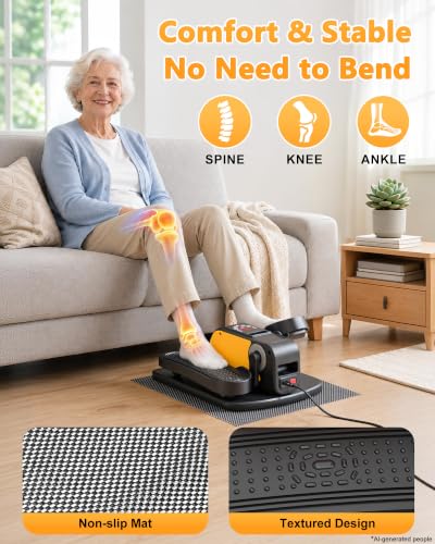 VIVURN Orange Mini Under Desk Elliptical Pedal Exerciser 12 Speed, Auto Modes