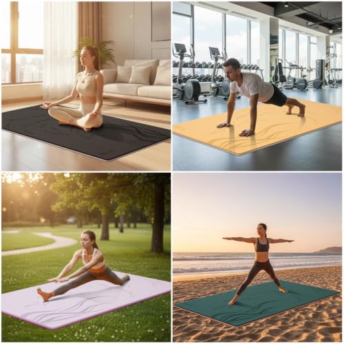 Extra Wide 76x40 Inch Yoga Mat with Non-Slip TPE Surface - Green & Orange