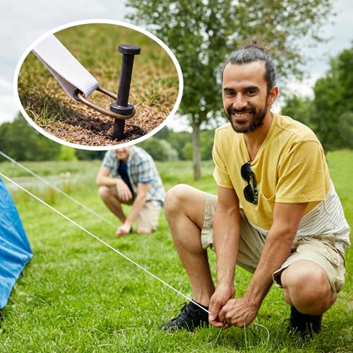 Double Head Steel Stakes 3/4 x 36 Inch Heavy Duty Ground Anchors - Pack of 4