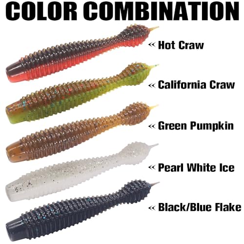 35-Piece Ned Rig Finesse Soft Plastic Worms & Jighead Kit for Bass