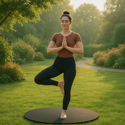 32-Inch Portable Round Ballet Dance Floor - Black, Wood Surface, Studio & Home Use