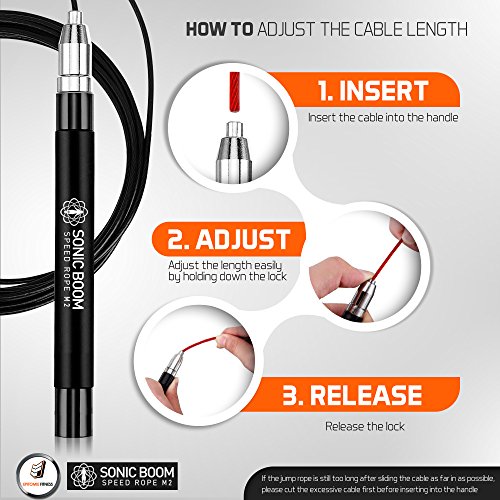 Epitomie Fitness Sonic Boom M2 Jump Rope Carbon Black - High Speed, Weighted, 360 Spin
