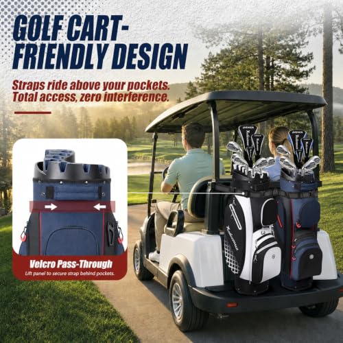 XDriveMax 14-Way Molded Lock Top Golf Cart Bag - Blue, Silent Club Organizer