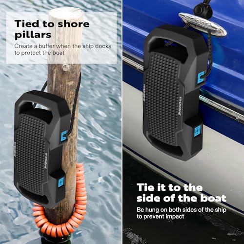 VIVOHOME 4 Pack Black EVA Boat Fenders for Docking - Boat Bumpers with Nylon Rope & Locks