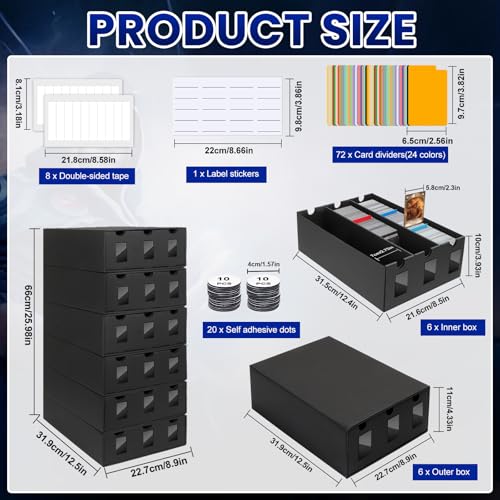 18000+ Card Storage Box Bulk Set with Dividers Labels Tape - Organize Trading Cards