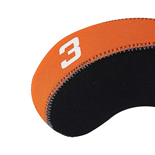 Craftsman Golf 11PCS Neoprene Iron Headcover Set with Large No. - Orange & Black