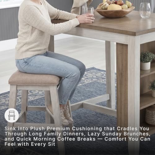Whitewash 3-Piece Counter Height Dining Table Set with Bar Stools