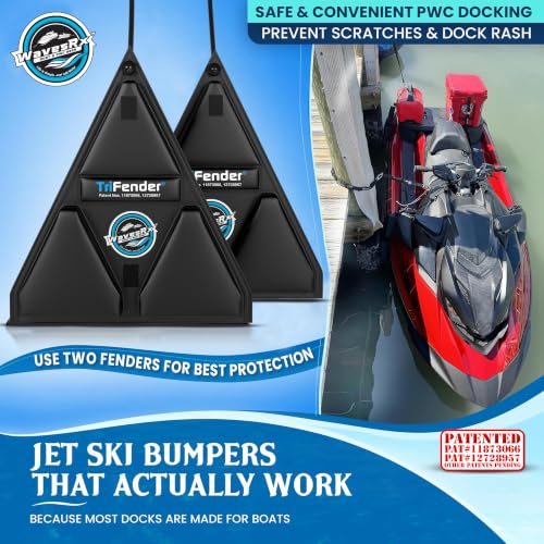 Orca Black WAVESRX PWC Fender Bumper & Soft Loop Cleats for Jet Ski Docking