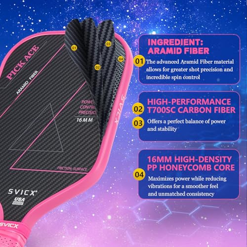 Pink & Teal Green Carbon Fiber Pickleball Paddle Set 16mm USAPA Approved