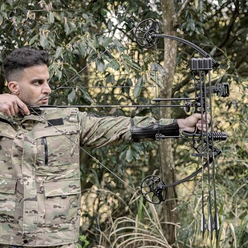 Compound Bow for Hunting & Target Shooting - Right Hand, 0-70 lbs, Adjustable, 25-31" Draw, Up to 320 fps - Black, Variation of This Listing