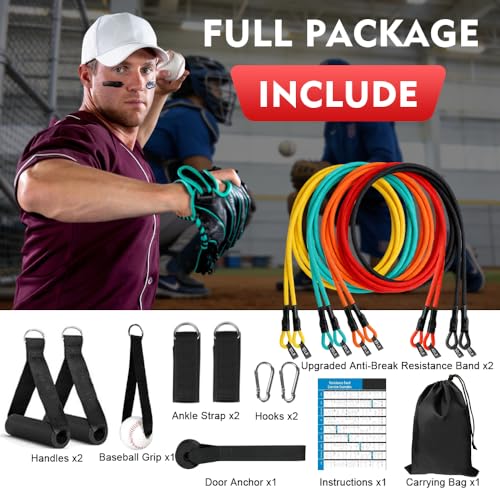 Baseball Resistance Bands Set for Pitching & Throwing Training - Arm Strength & Mobility
