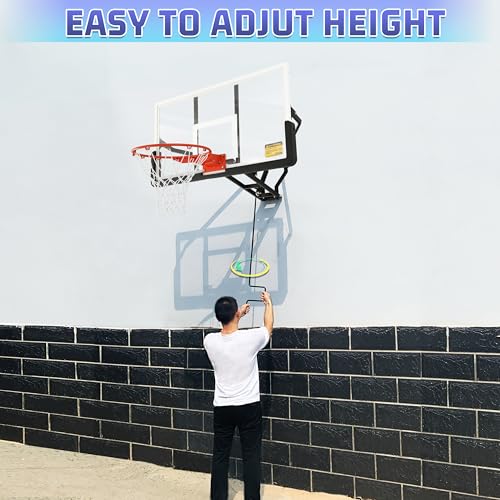 54.5-Inch Wall Mount Basketball Hoop with Shatterproof Backboard & Adjustable Height