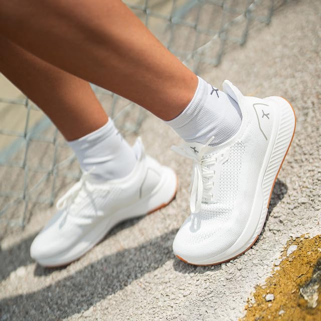 Flux Footwear Adapt Runners Barefoot Running Shoes Wide Toe Box Zero Drop Women 8.5 / Men 7 White/Gum