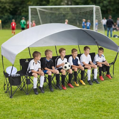 Nice C 6 Seat Folding Team Bench with Canopy & Cooler - Sports & Outdoor