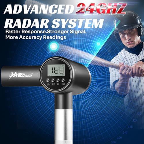 JASCOPRO 24GHz Baseball Radar Gun with Dual LED & LCD Display, Speed Accuracy ±1 MPH