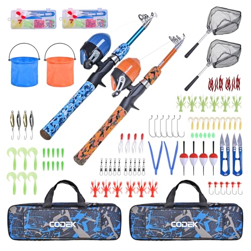 Kids Fishing Pole Set with Telescopic Rods and Accessories for Beginners