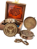 SAYRA NAUTICALSS Personalized Brass Compass | Vintage Brass BOY Scout Oath Compass Personalized Compass with Woooden Box