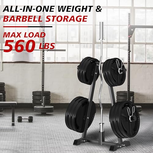 Heavy Duty Weight Plate Tree Rack for 1" & 2" Plates, 560 lbs Capacity