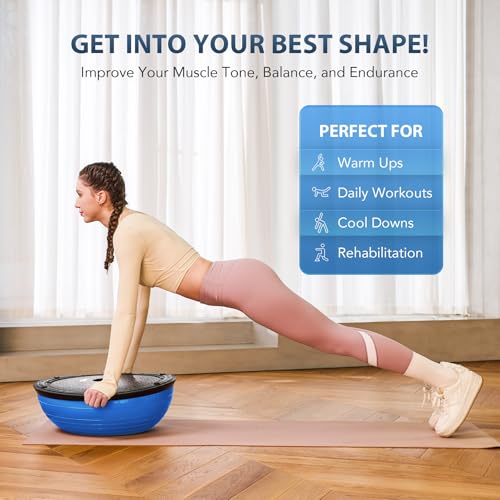 Blue Balance Ball with 55cm Yoga Ball, Resistance Bands & Pump – 23 Inch