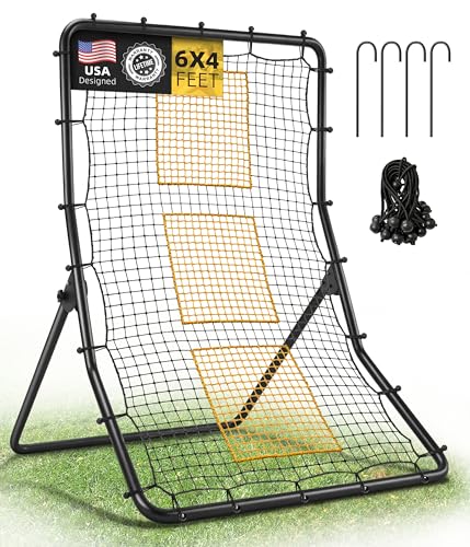 6 x 4 ft Heavy Duty Baseball & Softball Rebounder Net Fielding Trainer