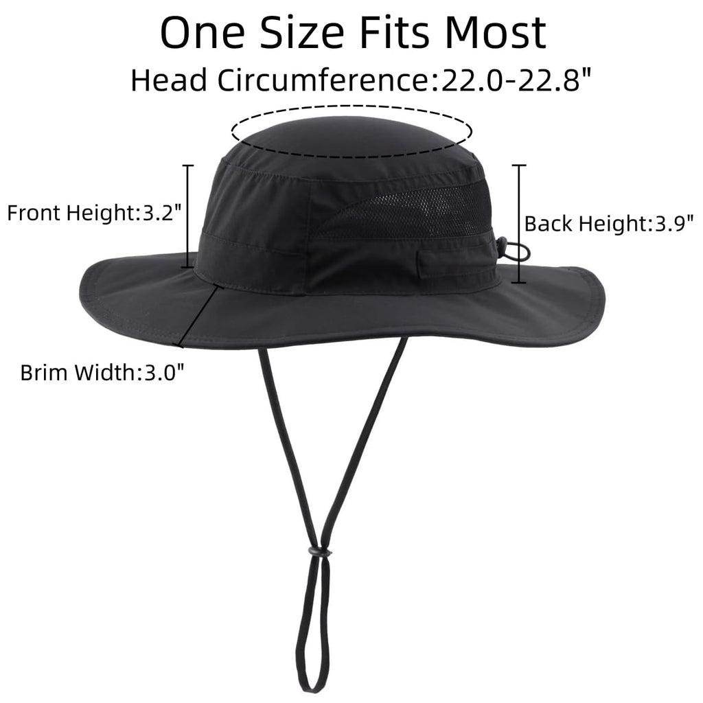 Connectyle UPF 50+ Sun Protection Hat for Women Ladies Sun Hat Quick Dry Summer Beach Hats Foldable Outdoor Safari Hats Black
