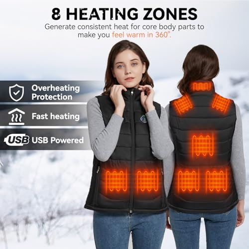 KOVNLO Women's Heated Vest with Battery Pack - Lightweight 4-in-1 Smart Controller