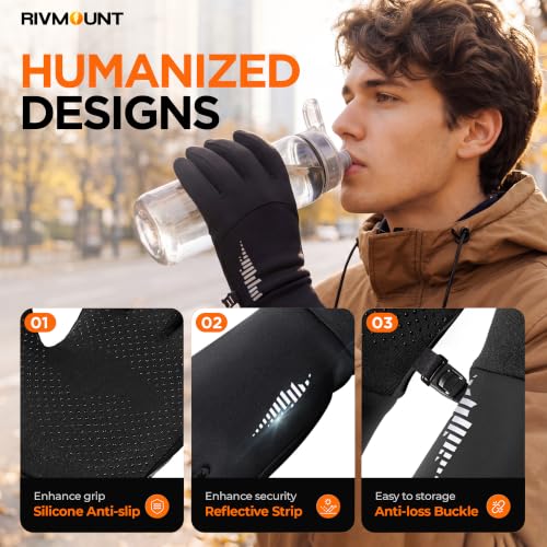 Rivmount Water-Resistant Winter Gloves with Touch Screen - Black Medium