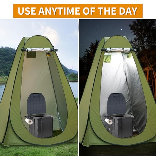 Large Portable Camping Toilet Kit with Pop-Up Privacy Tent & Washable Shower, Poo Gel Bags
