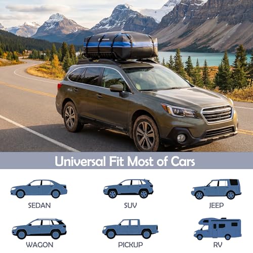 Blue Rooftop Cargo Carrier 22 Cu Ft Waterproof Car Roof Bag with Hooks & Lock