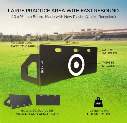 Soccer Rebounder Board 40 x 16 Inch Soccer Wall Passing Trainer with Target for Practice