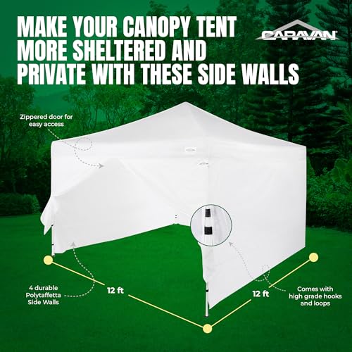 Caravan M-Series 12x12 Ft Tent Sidewalls Set - White, 4 Pieces, Compatible with Caravan Canopy