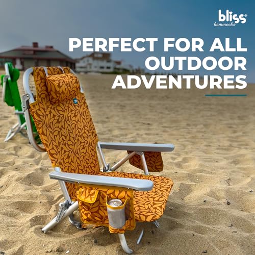Bliss Hammocks Folding Backpack Beach Chair Recliner with Cooler - Amber Leaf Variant